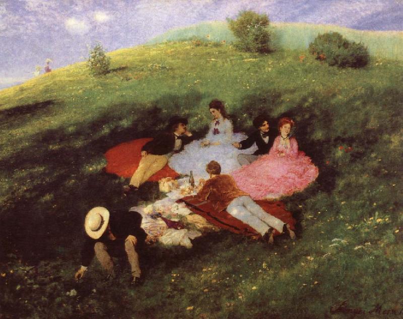 Merse, Pal Szinyei Luncheon on the Grass oil painting picture
